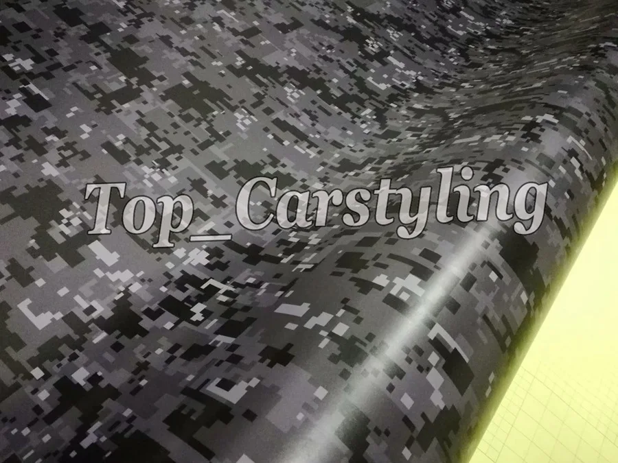 black gray digital pixel camo vinyl car wrapping covering  (3)