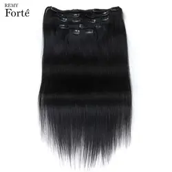 Remy Forte клип в человеческих волос прямые человеческие волосы клип 7 шт. клип в полной голове 10-24 дюймов зажим для волос толстые волосы remy