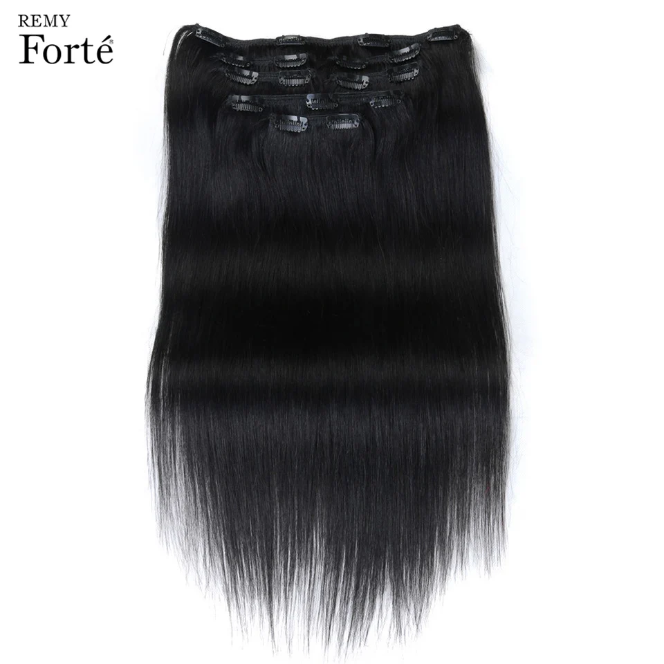 

Remy Forte Clip In Human Hair Extensions Straight Human Hair Clip 7 Pcs Clip-In Full Head 10-24 Inch Hair Clip Thick Remy Hair