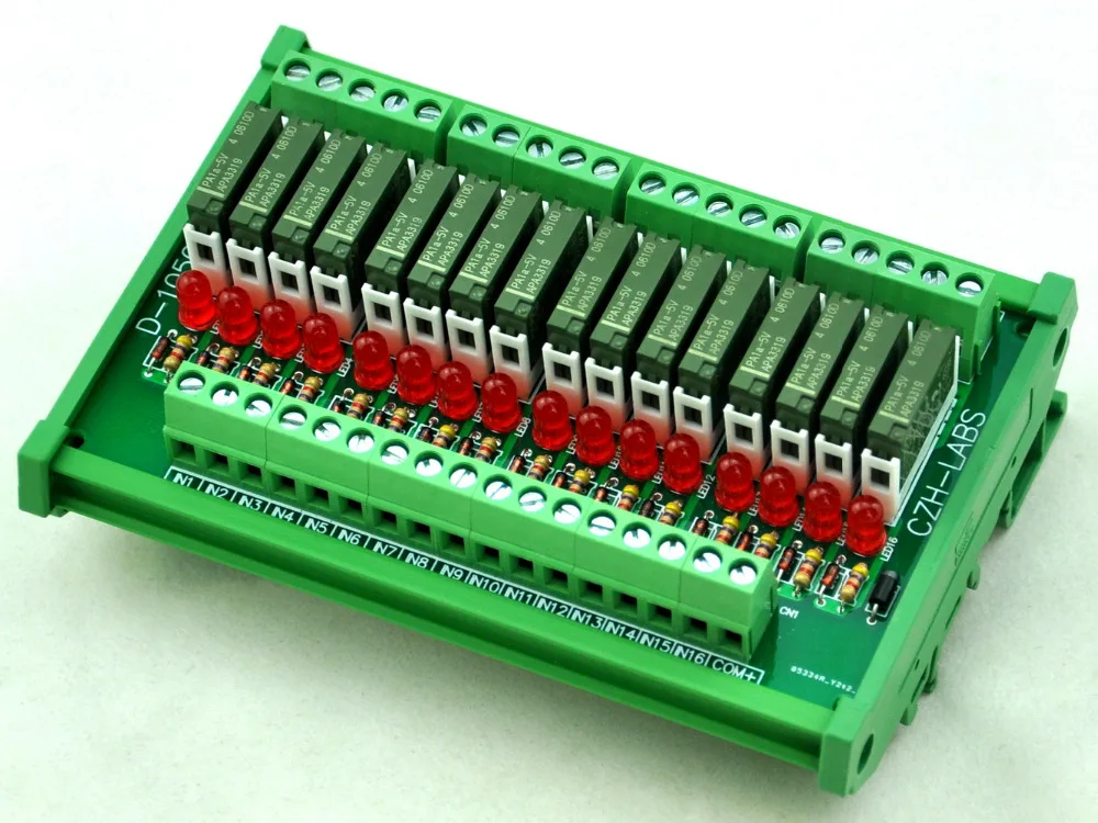 

Slim DIN Rail Mount DC5V Sink/NPN 16 SPST-NO 5A Power Relay Module, APAN3105