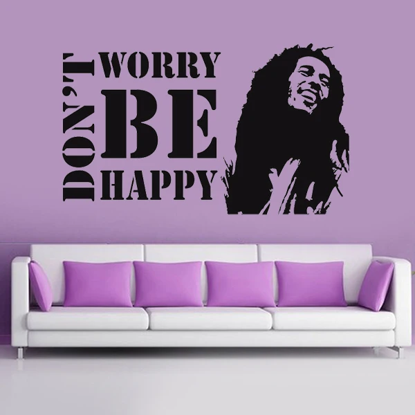 Don't Worry Be Happy Wall Stickers bob marley musi...