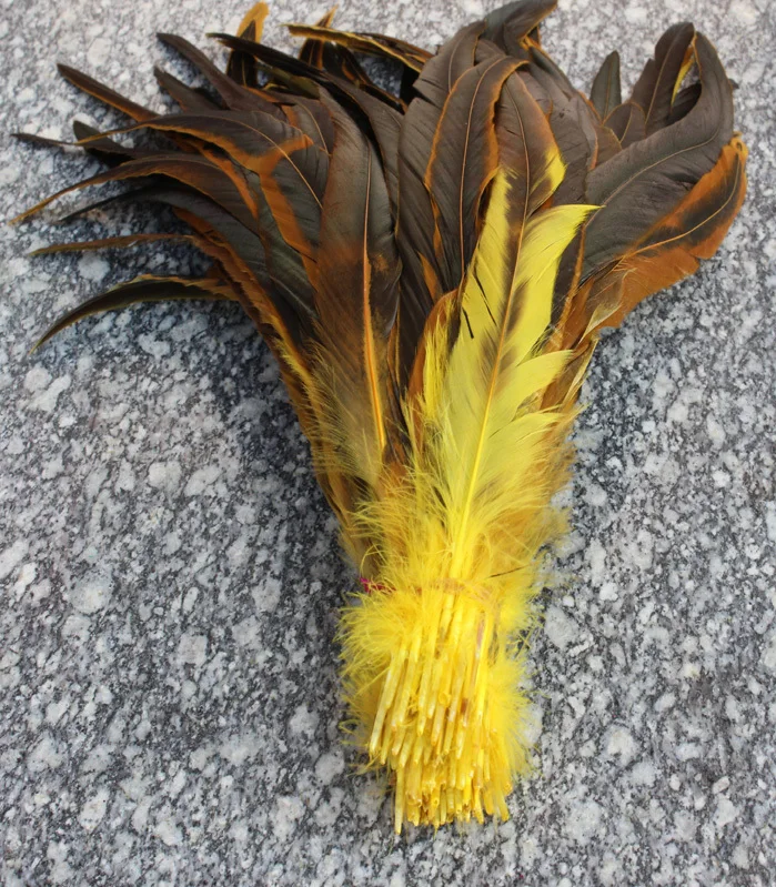

Wholesale 100 PCS yellow natural rooster tail 30-35 cm / 12 to 14 inches