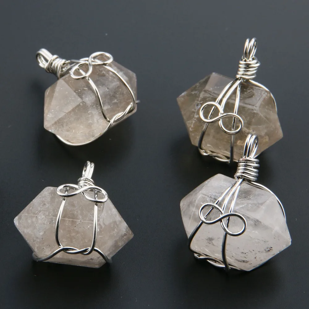 

Wholesale Tea Crystal Natural Stone Pendant Irregular DIY for Necklace or Jewelry Making 35*25*20mm