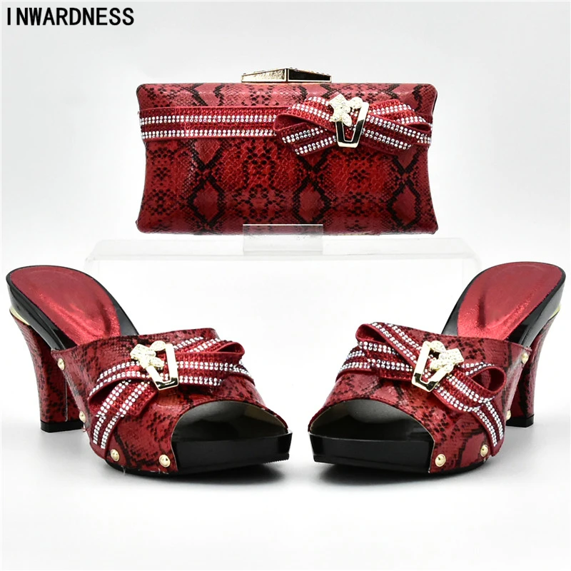 Italia Africanos Decorado Bolsas Y Zapatos Rhinestone Con oro Italianos plata 2018 Bolso Llegada Nueva Sets Conjunto rosado Bolsa Negro rojo amarillo YvOW6x