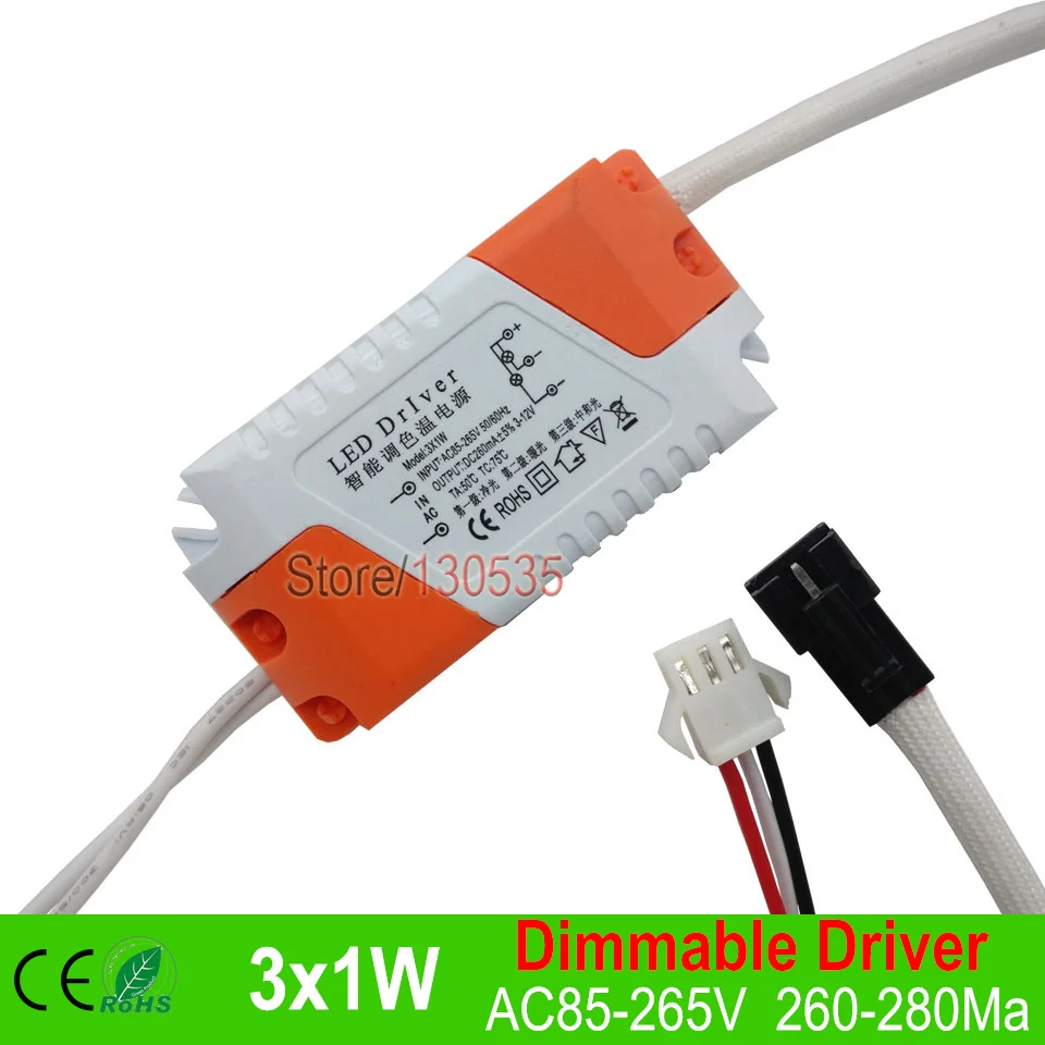 

5pc LED inside Driver Dimmable Three Colo rLighting Transformers 3W Constant current Internal driver For led bulb downlight DIY