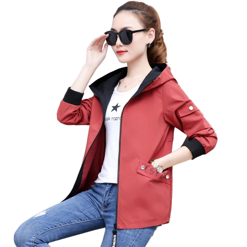 Jackets Women Spring Autumn Jacket Women's Hooded Female Jacket Fashion Long Sleeve Windbreaker Outerwear Womens NW1320 Jackets Women Spring Autumn Jacket Women's Hooded Female Jacket Fashion Long Sleeve Windbreaker Outerwear Womens NW1320