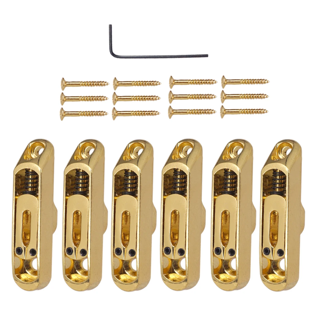 6Pcs Individual Bridge w/ Screws &Hex Wrench Saddles Tailpiece Set for Electric Guitar Parts Accessories