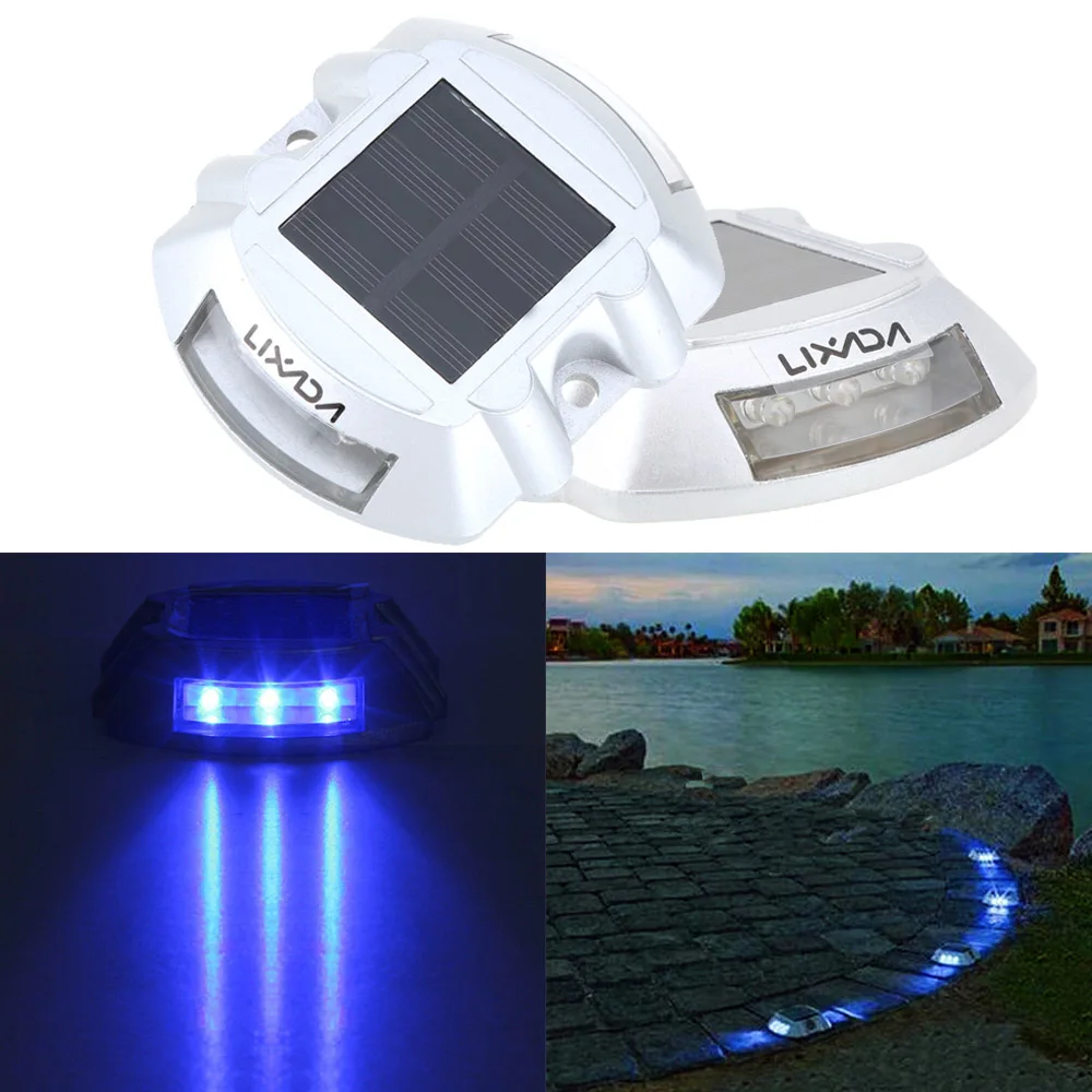Goede Hoge Kwaliteit Solar Power Dek Ondergrondse Lamp 6 LED Weg Stud Marker Outdoor Path Deck Tuin Werf Lichten Lamp Verlichting hot