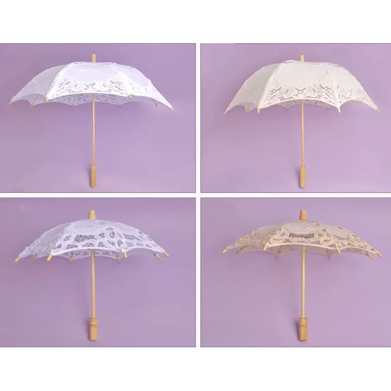 

Vintage Handmade Lace Umbrellas Embroidered Lace Parasol Fashion Kids Photography Umbrella Wedding Umbrella Sunshade White