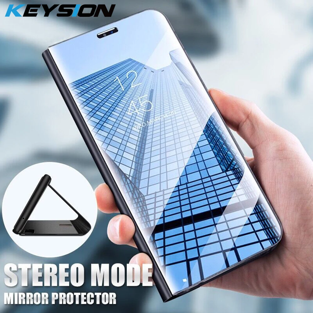 

KEYSION Flip Case For Samsung Galaxy A50 A40 A30 A10 A70 Case Stand Holder Mirror View Phone Cover for M10 M20 M30 A7 A9 2018
