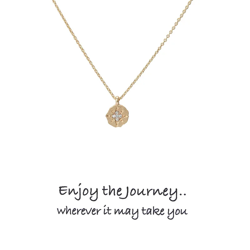 

1pc Round Stars Pendant Necklace Link Chain Alloy Necklace With Card Fashion Jewelry Lucky Gifts For Women