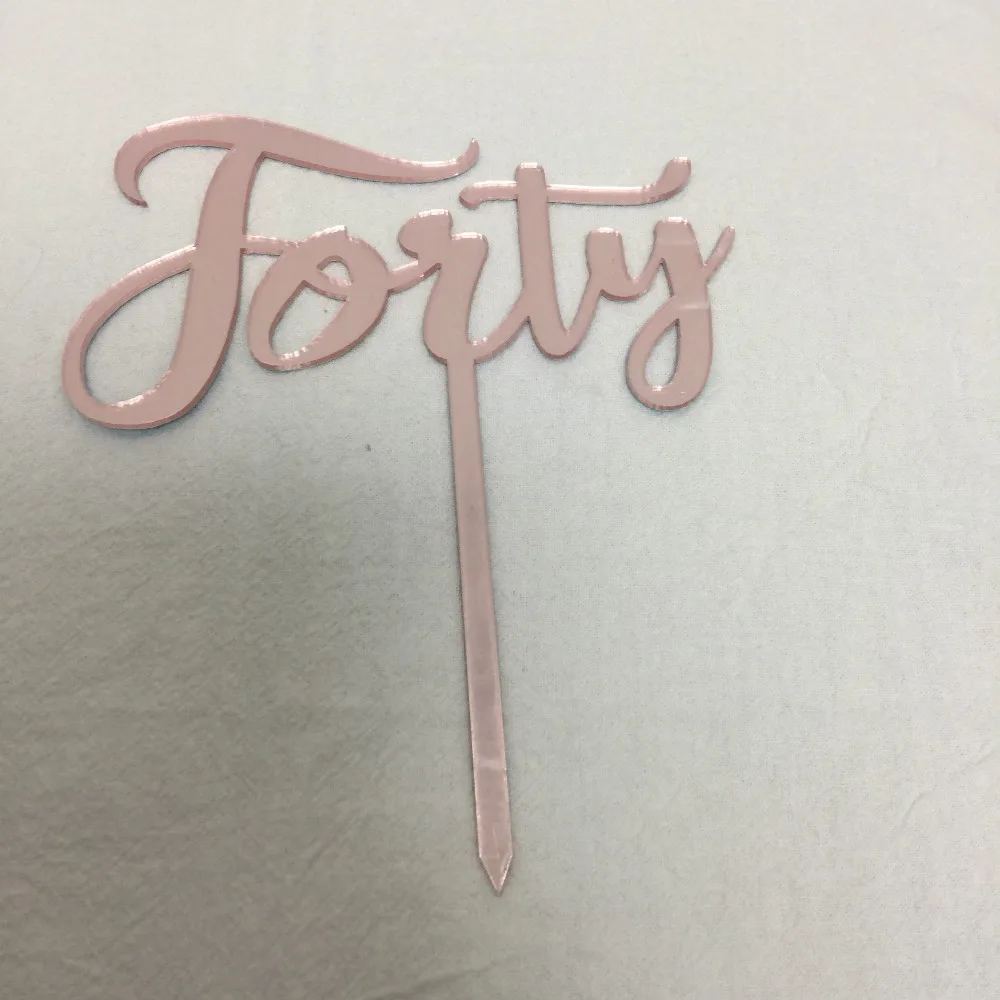Forty Acrylic black and rose gold 40th birthday cake topper (3)
