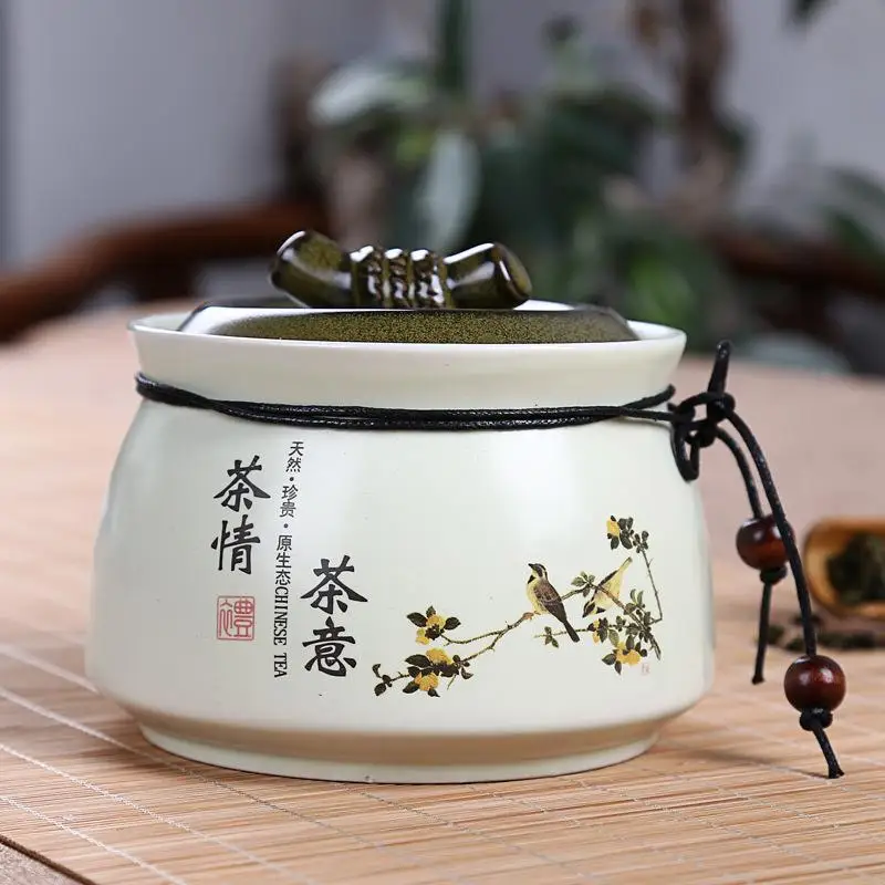 Керамическая банка для хранения чая с ручной печатью, керамический органайзер для домашнего чайного домика, чайная посуда, чайный набор кунг-фу, аксессуары