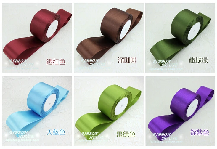 (25 yards/roll) 2'' 50mm Champagne Silk Satin Ribbon Wedding Party Decoration Gift Wrapping Christmas Sewing Fabric Hand DIY
