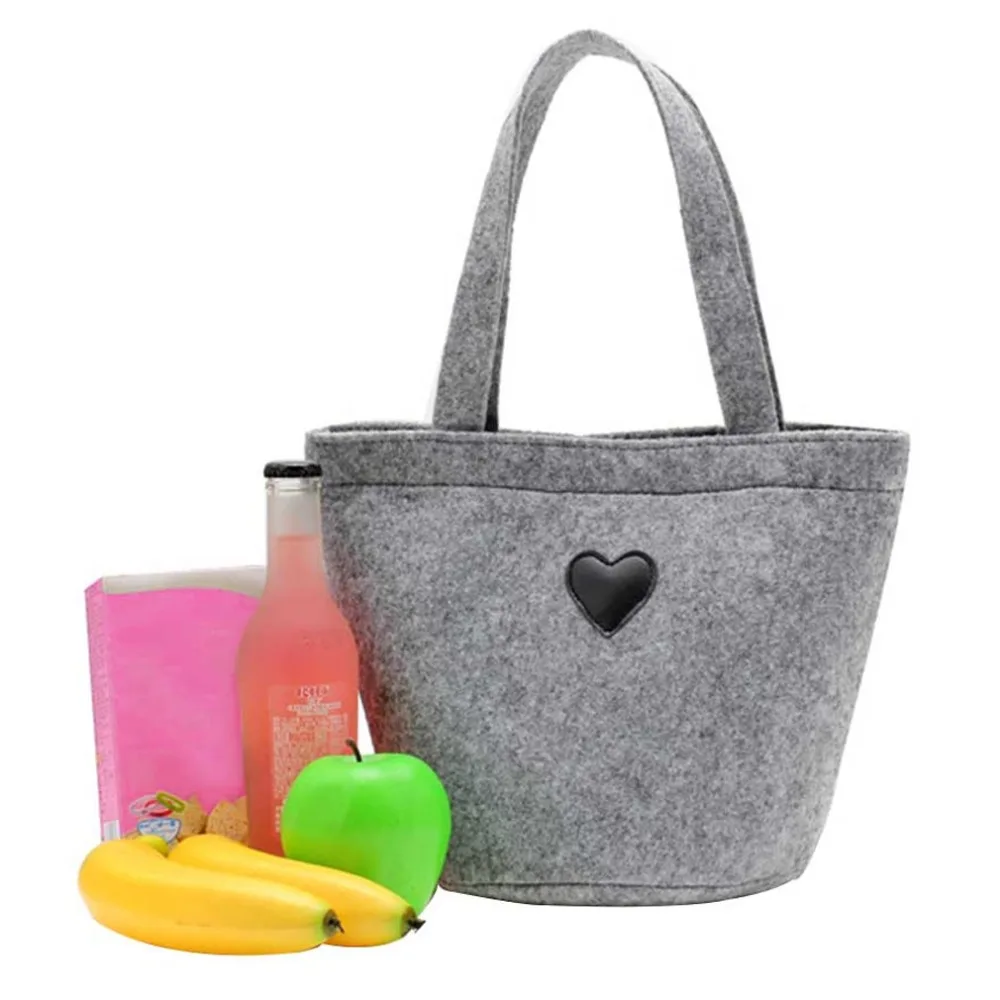 cheap Mini Cute Felt Bag Tote Felt Handbag Handbags Thickening Bento Bags For Women Ladies Female Small Pouch Pocket Lunch Bag Totes