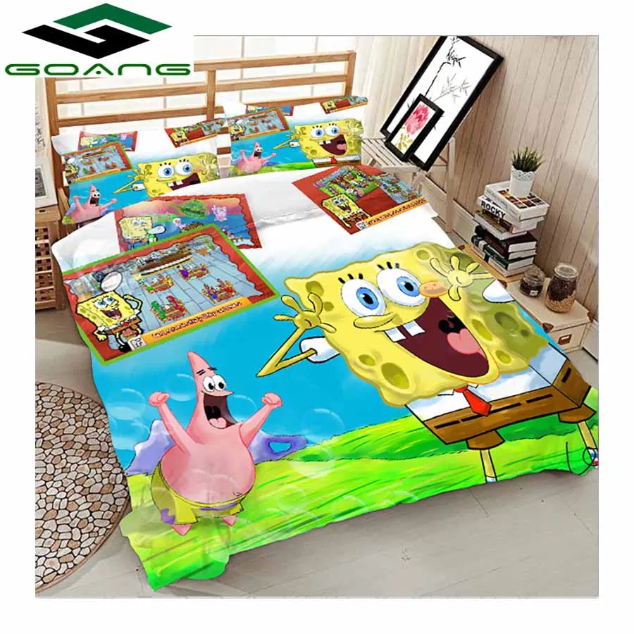 GOANG طقم سرير غطاء سرير غطاء لحاف كيس وسادة 3d رد الفعل الطباعة الكرتون التوابع 3 قطعة فرش أطفال منزل فخم المنسوجات