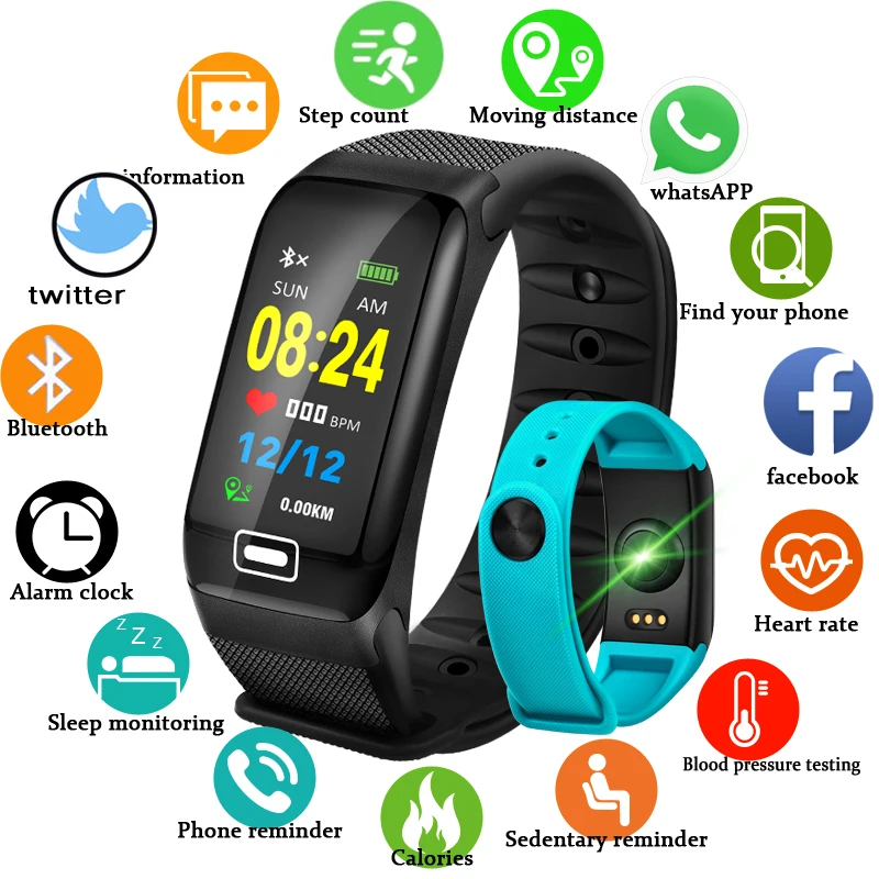 

BANGWEI Smart Sport Watch New Waterproof Watch Blood Pressure Heart Rate Detection Pedometer for ios Android Fitness Watch +Box