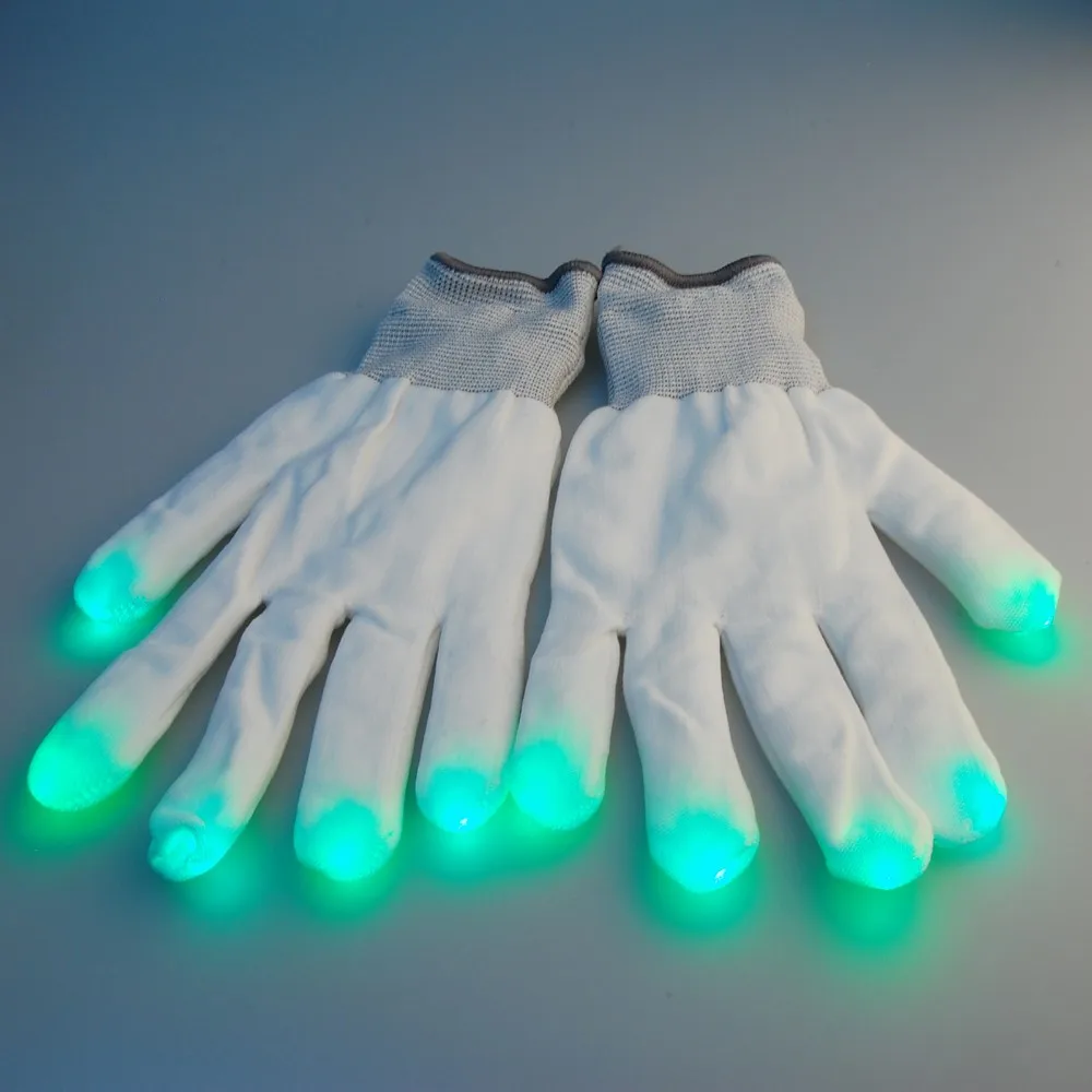 LeadingStar 6 режимов многоцветные перчатки Raver красный+ зеленый+ синий светодиодный свет в каждом пальце Новинка для вечеринок zk 15