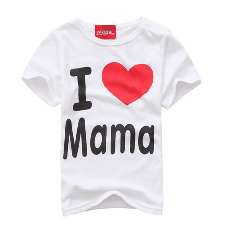 

Fashion Design Summer Thin Short Sleeve Simple Letter Love Mom and Dad Baby Cotton Short Sleeved T-shirt