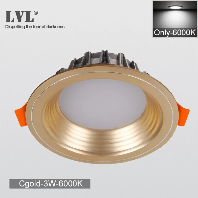 Светодиодный светильник 3 Вт 22 Вт круглый встраиваемый светильник AC85-265V внутреннего светодиодного точечного освещения - Испускаемый цвет: 3W C-gold-6000K