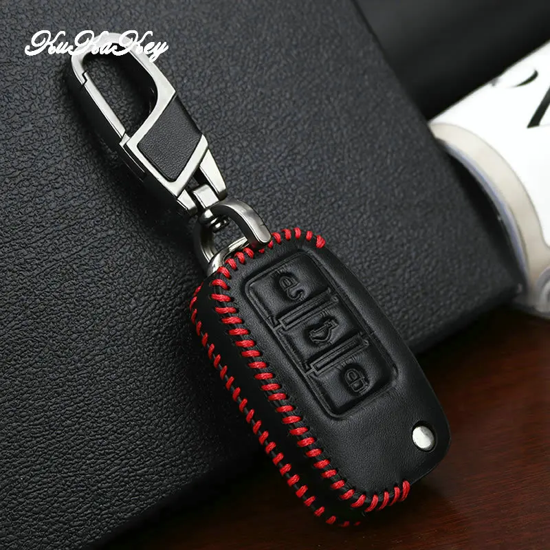 Кожаный чехол для автомобильного ключа VW golf Skoda Yeti Superb Октавия Рапид SEAT leon ibiza 3