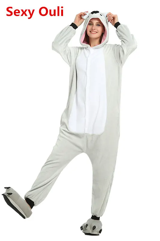 Милая Пижама коала кигуруми фланель цельный пижамы коалы Kigurumi животных кенгуру