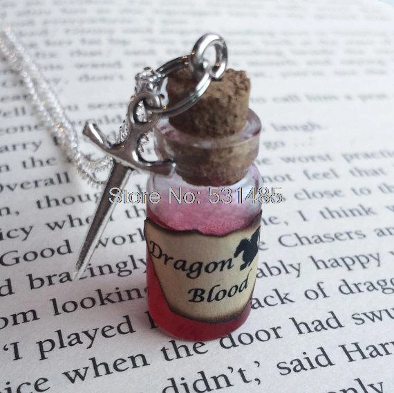 12pcs/lot Dragon Blood Bottle Necklace Pendant sword charm silver charm|bottle necklace|charms silvernecklace charm -