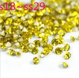 

Citirine~Size SS18~SS29 Round Crystal loose pointback rhinestone,Glass glue on nail art rhinestones