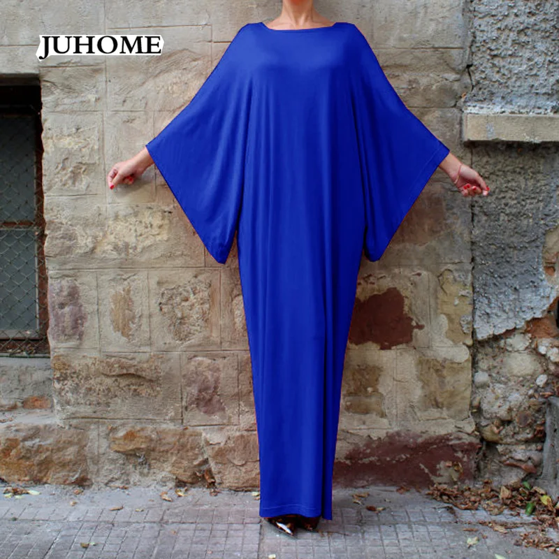 

Plus Size autumn Casual Shift Long Dress women Clothes 2018 blue big size long Sleeve elegant Maxi floor length vestido de festa