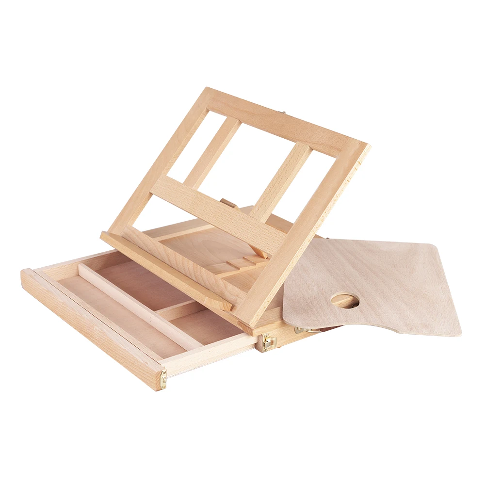 High quality Beech wood multifunctional portable folding laptop suicase type easel