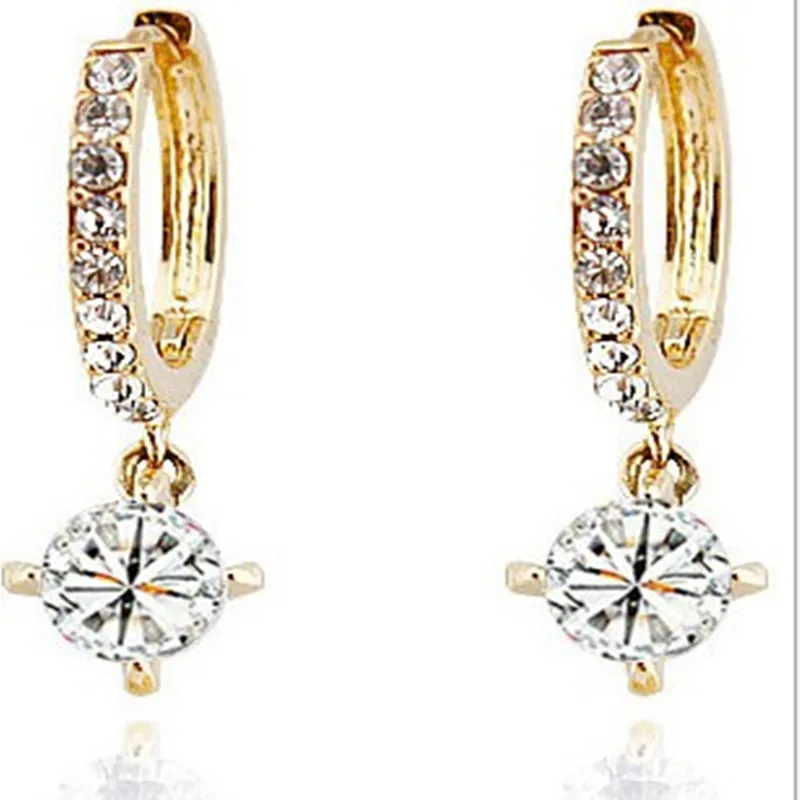 H: HYDE 1 пара серьги-кольца классические 3 цвета подвеска и серьги из кристаллов женские ювелирные изделия - Окраска металла: gold white