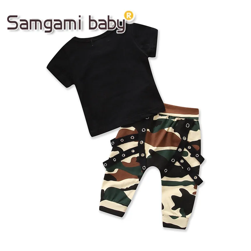 Samgami طفل الصيف الكرتون ولي طباعة القميص بلايز التمويه السراويل السراويل 2 قطعة/المجموعة طفل الفتيان ملابس الأطفال الزي