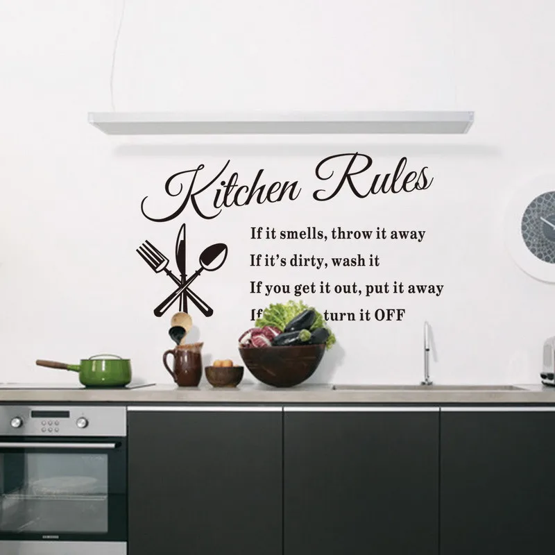 home decor Removable Wall Stickers Kitchen Rules Decal Home Accessories Beautiful Pattern Design Decoration home decor