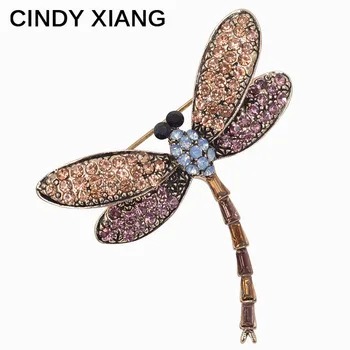 CINDY XIANG 2017 New Rhinestone Dragonfly Brooches Unisex Insect Brooch Pin Vintage Broches Fashion Dress Coat Decoration Gift