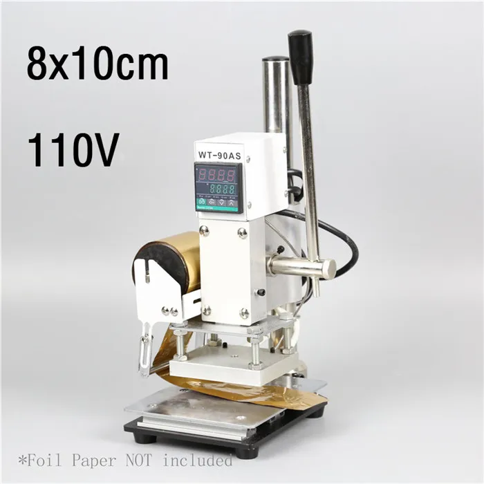 WT-90AS RCIDOS штамповочная машина, кожа бронзирование/Биговка машина, машина для горячего тиснения фольгой, 110 В/220 В, с держателем рулона фольги - Цвет: Foil Hold8x10cm 110V