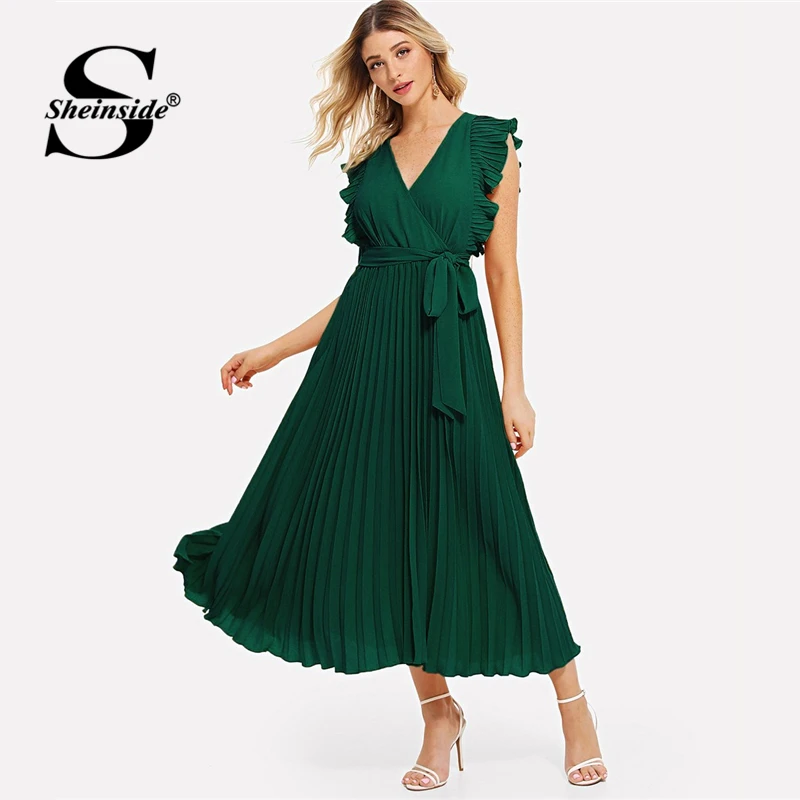 Comprar Vestido elegante sin mangas de verano para mujer vestido plisado de línea A para mujer 2019