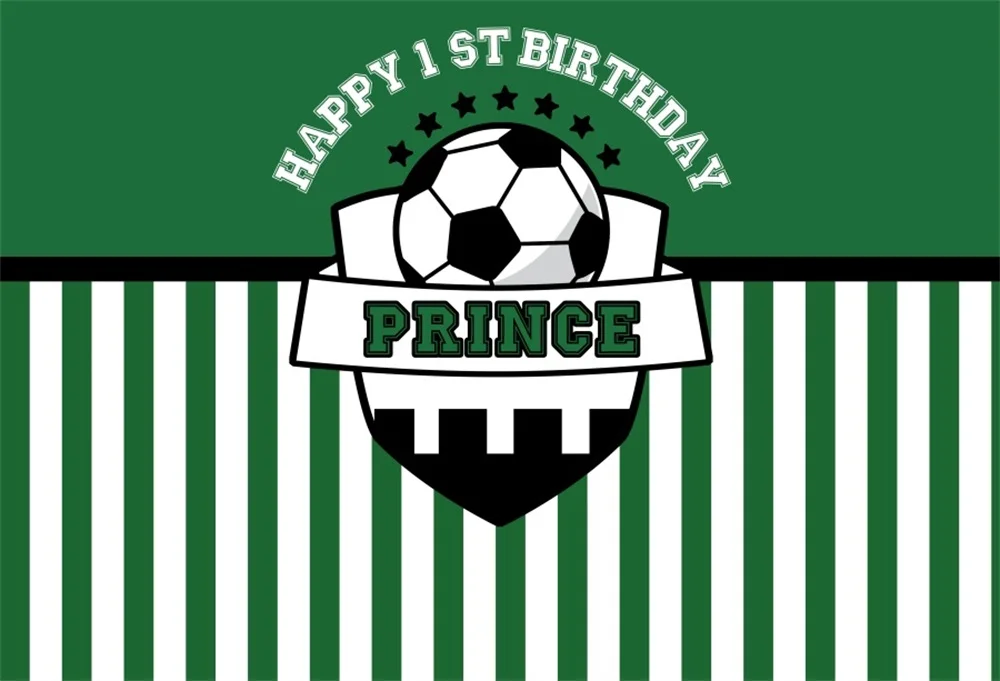 

Laeacco Stripes Cartoon Soccer Game Baby Birthday Photography Backgrounds Customized Photographic Backdrops For Photo Studio