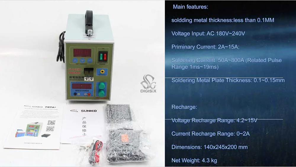 Sunkko 787A+ 220V батареи точечной сварки импульсный сварочный аппарат для 18650 литий-ионных батарей 0,05-0,2 мм