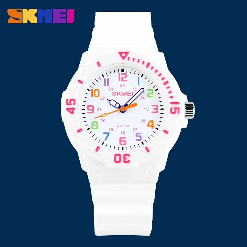 SKMEI Модные Повседневные детские часы 50 м водонепроницаемые кварцевые наручные часы желе детские часы для мальчиков и девочек студенческие часы - Цвет: white