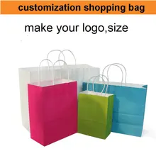 500 шт! 50%-60% стоимость доставки, печать на заказ бумажный пакет логотип, печать Вашего логотипа мешок бумажная сумка для покупок, сделать ваш размер цвет