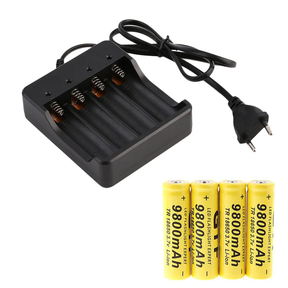 

4x 18650 3.7V 9800mAh Li-ion Rechargeable Battery Smart Charger Indicator #T09