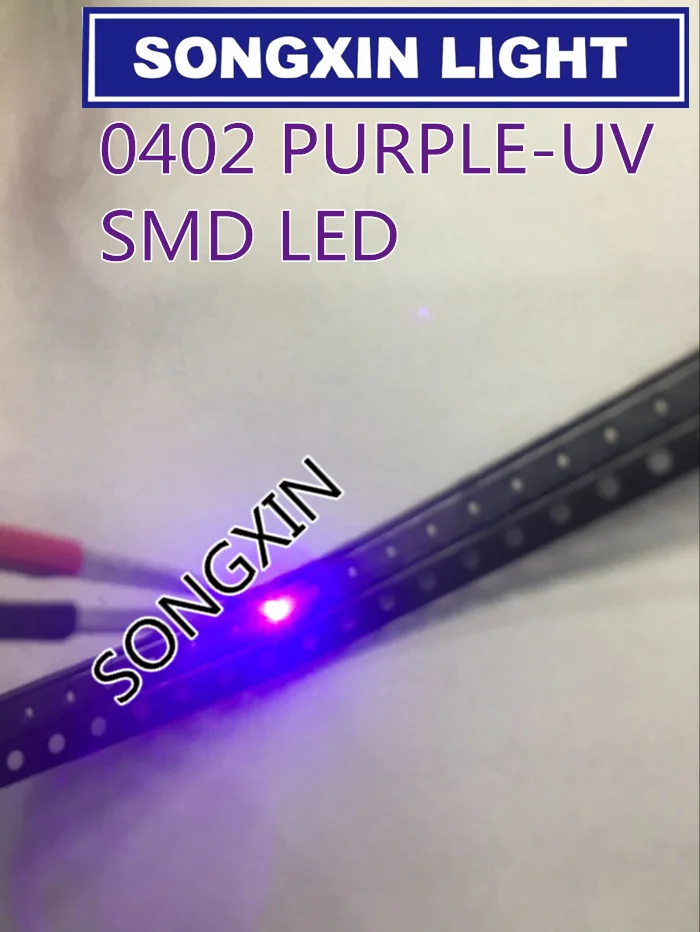 100 шт. УФ/фиолетовый цвет 0402 SMD SMT супер яркая лампа светодиодный свет светодиоды новые высококачественные 390-410nm 1,0*0,5 мм