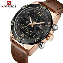 Мужские часы Топ люксовый бренд NAVIFORCE мужские кожаные спортивные часы водонепроницаемые кварцевые цифровые часы мужские армейские военные наручные часы