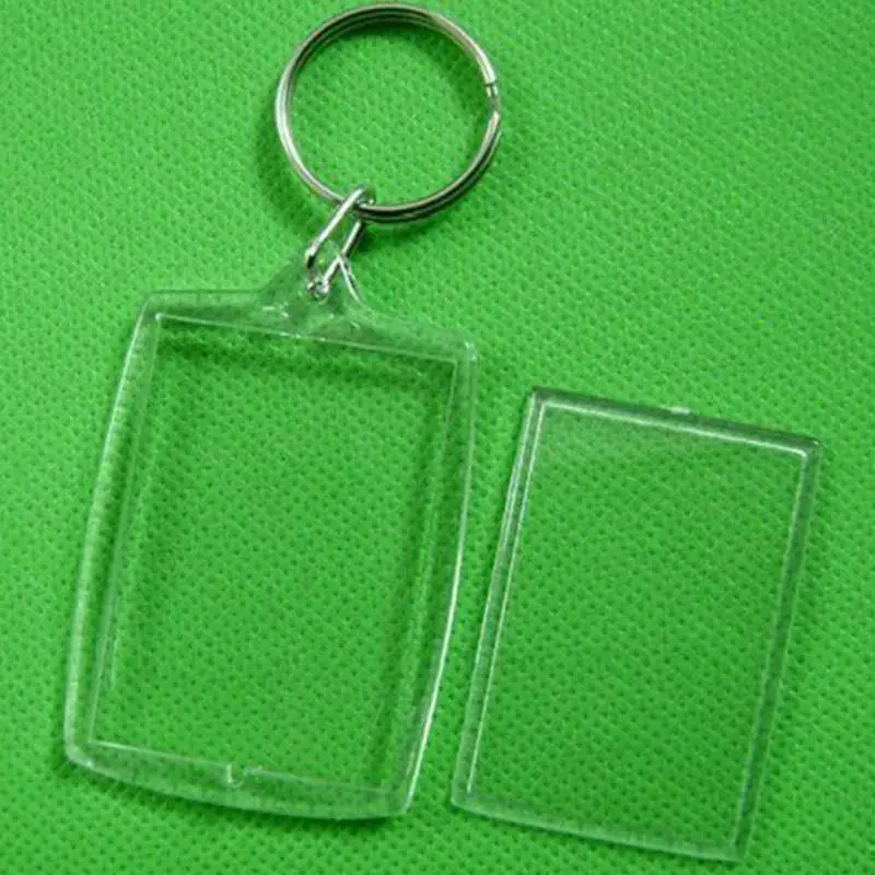 

10 Pcs keychain Transparent Blank Photo Picture Frame Key Ring Split Ring 32x46mm Lockets keychain Gift