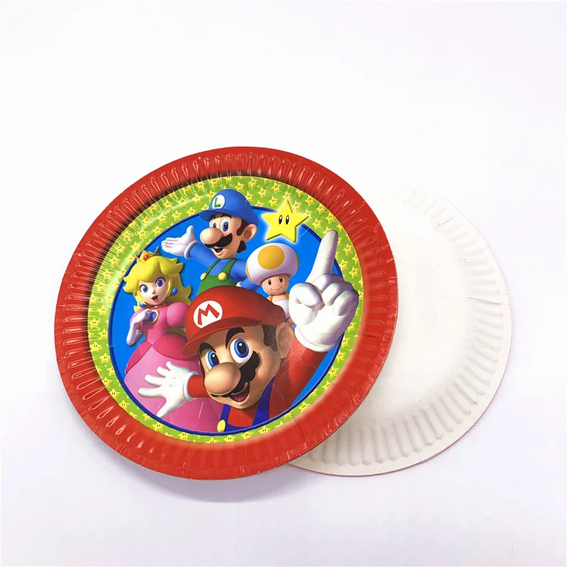  Mario Bros Party Disposable Tableware Disposable Set Paper Plate Napkin Cup Invitation Card Super M - 4.00001E+12
