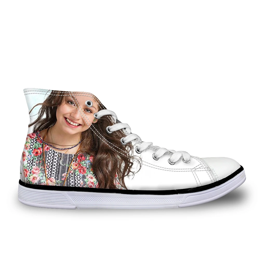 ELVISWORDS/Женская Вулканизированная обувь с принтом «Soy Luna Girl»; парусиновая обувь с высоким берцем для подростков; модная летняя обувь на плоской подошве - Цвет: Y0571Z40