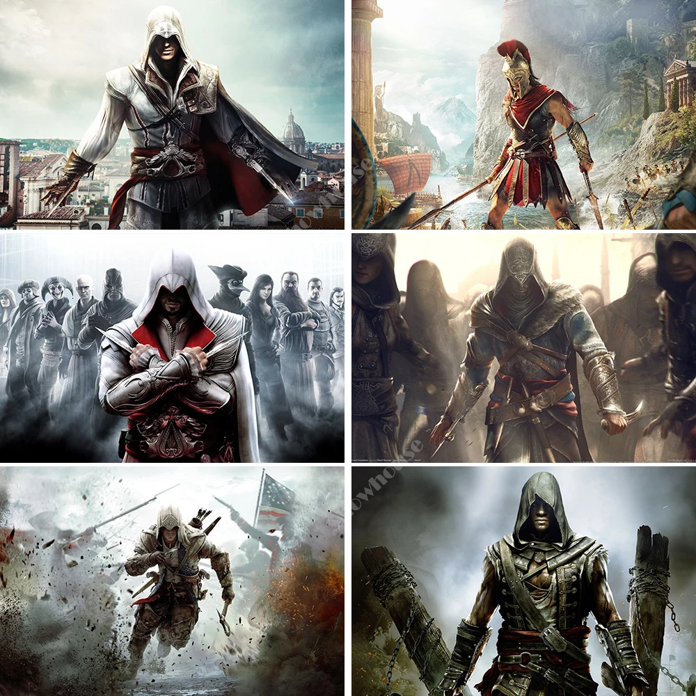 Assassins Creed Алмазная вышивка Met Vierkant Steentjes 20x35 см полная дрель 5d DIY игровой постер