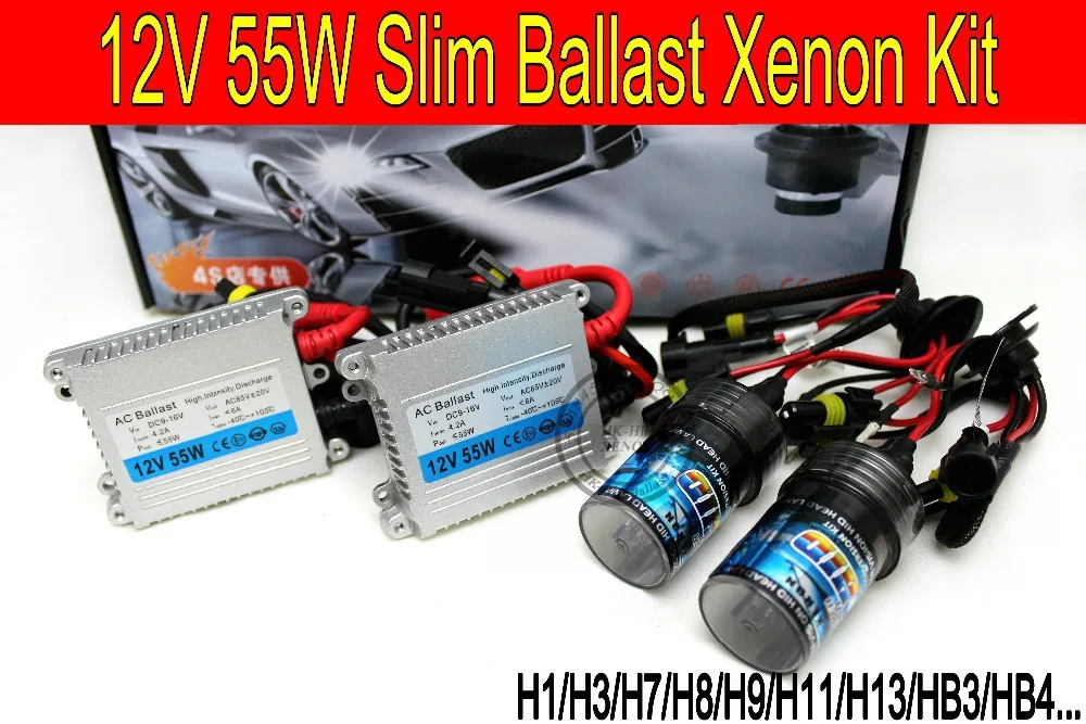 

Free shipping High quality 12V 55W hid xenon kit H1 H3 H7 H9 H11 H4 Bi xenon Hi/Low 9005 9006 6000K hid kit xenon for Headlight