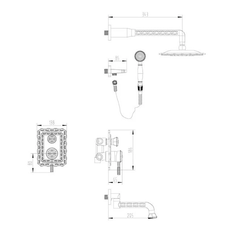 Смеситель с верхней лейкой ZorG Sanitary A 104DS BR (Встраиваемый смеситель излив ручной