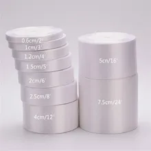 Venda quente (25 jardas/rolo) fita de cetim de seda branca 6mm-75mm, fita decorativa para embrulho de presente, feito à mão, material de 9 tamanhos